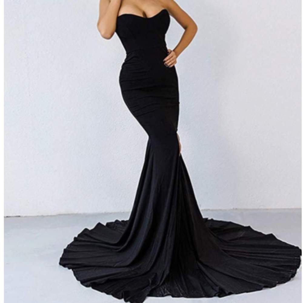🆕 (S) STRAPLESS BLACK MERMAID DRESS - Picture 3 of 4